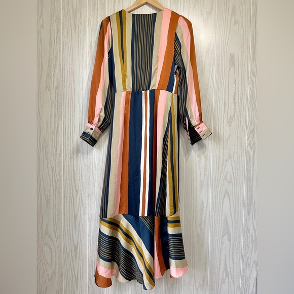 Foxiedox Colorete Asymmetric Striped Wrap Dress Size M NWOT - Picture 3 of 4